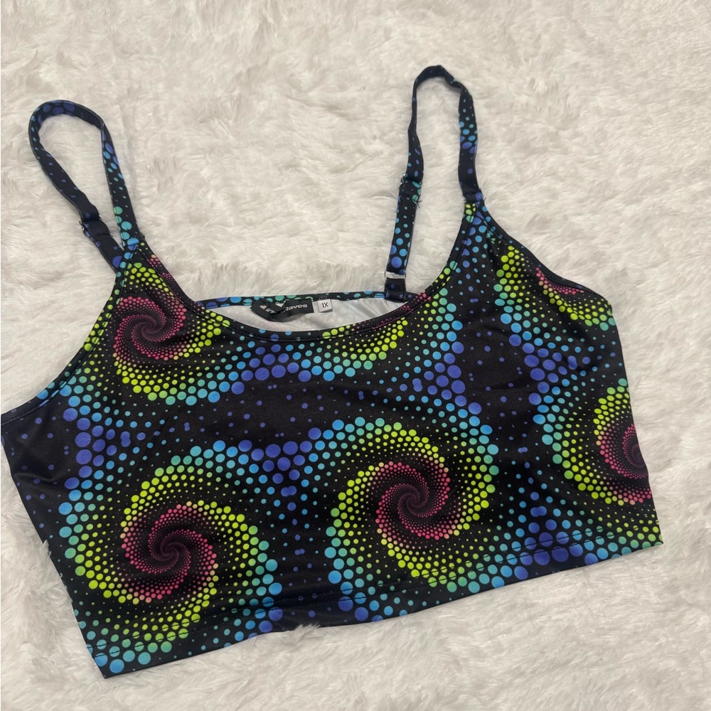 New 1xl crop top tank top festival rave raver shirt blouse sports athletic boho